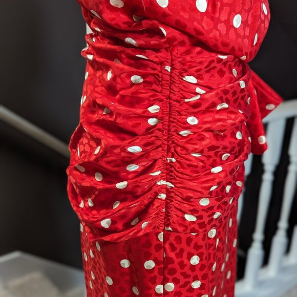 Joan Leslie by Kasper vintage red silk polka dot dress, size 8. - Picture 6 of 10